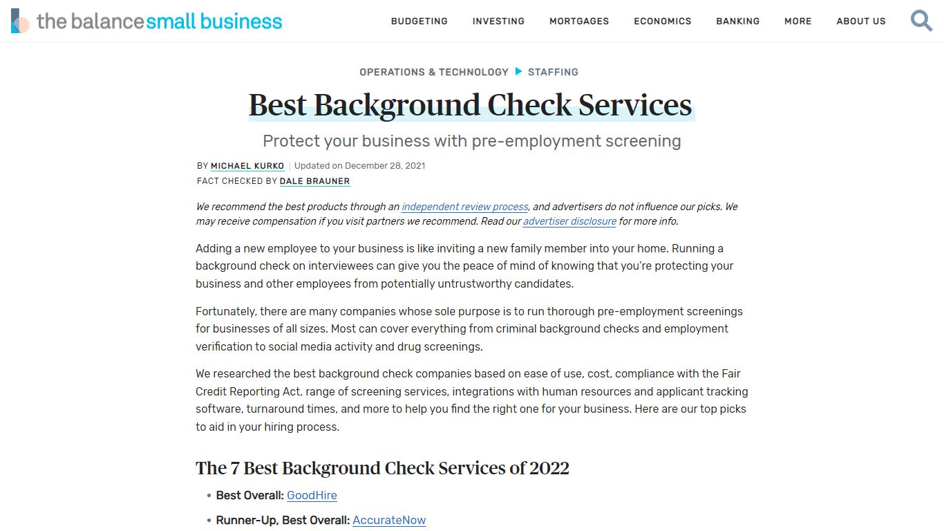 The 7 Best Background Check Services of 2022 - The Balance Small Business